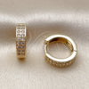 Oro Laminado Huggie Hoop, Gold Filled Style with White Micro Pave, Polished, Golden Finish, 02.195.0375.15