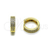Oro Laminado Huggie Hoop, Gold Filled Style with White Micro Pave, Polished, Golden Finish, 02.195.0375.15