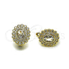 Oro Laminado Leverback Earring, Gold Filled Style Cluster Design, with White Cubic Zirconia, Polished, Golden Finish, 02.195.0393.12