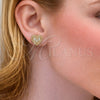Oro Laminado Stud Earring, Gold Filled Style Heart and Baguette Design, with White Cubic Zirconia, Polished, Golden Finish, 02.283.0396
