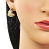 Oro Laminado Stud Earring, Gold Filled Style Heart Design, with White Cubic Zirconia, Polished, Golden Finish, 02.282.0126