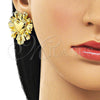 Oro Laminado Stud Earring, Gold Filled Style Heart and Teardrop Design, Polished, Golden Finish, 02.282.0130