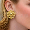 Oro Laminado Stud Earring, Gold Filled Style Heart and Teardrop Design, Polished, Golden Finish, 02.282.0130