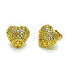 Oro Laminado Stud Earring, Gold Filled Style Heart Design, Polished, Golden Finish, 02.282.0135