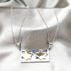 Stainless Steel Pendant Necklace, Love Design, with White Crystal, Polished, Two Tone, 04.116.0066 (Thickness, 22 Inches Length)