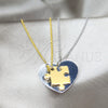 Stainless Steel Pendant Necklace, Heart Design, Polished, Two Tone, 04.116.0068.1 (Thickness, 22 Inches Length)