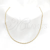 Stainless Steel Basic Necklace, Polished, Golden Finish, 04.116.0095.18 (01 MM Thickness, 18 Inches Length)