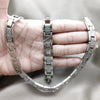 Stainless Steel Necklace and Bracelet, Polished, Rhodium Finish, 06.116.0100