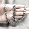 Stainless Steel Necklace and Bracelet, Love Design, Polished, Rhodium Finish, 06.116.0101