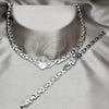 Stainless Steel Necklace and Bracelet, Love Design, Polished, Rhodium Finish, 06.116.0102