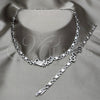 Stainless Steel Necklace and Bracelet, Heart Design, Polished, Rhodium Finish, 06.116.0133