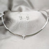 Stainless Steel Necklace and Earring, Cross Design, with White Crystal, Polished, Rhodium Finish, 06.116.0142