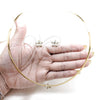 Stainless Steel Necklace and Earring, Flower Design, with White Crystal, Polished, Golden Finish, 06.116.0146.1