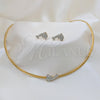 Stainless Steel Necklace and Earring, Dolphin Design, with White Crystal, Polished, Golden Finish, 06.116.0147.1