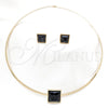 Stainless Steel Necklace and Earring, with Black Crystal, Polished, Golden Finish, 06.116.0155.2