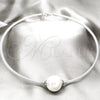 Stainless Steel Fancy Necklace, Ball and Twist Design, with White Pearl, Polished, Rhodium Finish, 04.116.0112 (Thickness, 17 Inches Length)