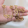 Stainless Steel Necklace, Bracelet and Earring, Heart Design, with White Crystal, Polished, Golden Finish, 06.116.0160