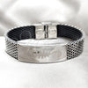 Stainless Steel Fancy Bracelet, Lizard and Heart Design, Polished, Rhodium Finish, 03.116.0069.08 (01 MM Thickness, 1 Inches Length)