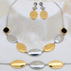 Stainless Steel Necklace, Bracelet and Earring, Flower Design, Polished, Two Tone, 06.116.0169