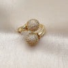 Oro Laminado Multi Stone Ring, Gold Filled Style Ball Design, with White Cubic Zirconia, Polished, Golden Finish, 01.283.0058 (One size fits all)