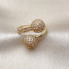 Oro Laminado Multi Stone Ring, Gold Filled Style Ball Design, with White Cubic Zirconia, Polished, Golden Finish, 01.283.0059 (One size fits all)