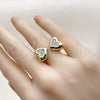 Oro Laminado Multi Stone Ring, Gold Filled Style Heart Design, with White Cubic Zirconia, Polished, Golden Finish, 01.283.0060 (One size fits all)