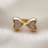 Oro Laminado Multi Stone Ring, Gold Filled Style Heart Design, with White Cubic Zirconia, Polished, Golden Finish, 01.283.0060 (One size fits all)