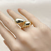 Oro Laminado Elegant Ring, Gold Filled Style Teardrop and Hollow Design, Polished, Golden Finish, 01.213.0073 (One size fits all)