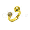 Oro Laminado Multi Stone Ring, Gold Filled Style Ball Design, with White Micro Pave, Polished, Golden Finish, 01.213.0080 (One size fits all)