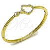 Oro Laminado Individual Bangle, Gold Filled Style Heart and Infinite Design, with White Cubic Zirconia, Polished, Golden Finish, 07.237.0024.04 (Thickness, Size 4 (2.25 Diameter))