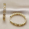 Oro Laminado Huggie Hoop, Gold Filled Style Heart Design, with White Micro Pave, Polished, Golden Finish, 02.237.0066.30