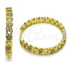 Oro Laminado Huggie Hoop, Gold Filled Style Heart Design, with White Micro Pave, Polished, Golden Finish, 02.237.0066.30