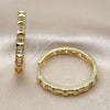 Oro Laminado Huggie Hoop, Gold Filled Style with White Micro Pave, Polished, Golden Finish, 02.237.0067.35