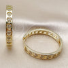 Oro Laminado Huggie Hoop, Gold Filled Style Heart Design, with White Micro Pave, Polished, Golden Finish, 02.237.0068.30