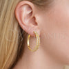 Oro Laminado Huggie Hoop, Gold Filled Style with White Cubic Zirconia, Polished, Golden Finish, 02.237.0059.1.30