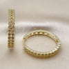 Oro Laminado Huggie Hoop, Gold Filled Style with White Cubic Zirconia, Polished, Golden Finish, 02.237.0059.1.30