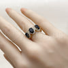 Oro Laminado Multi Stone Ring, Gold Filled Style Cluster Design, with Black Cubic Zirconia and White Micro Pave, Polished, Golden Finish, 01.284.0089.4 (One size fits all)