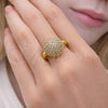 Oro Laminado Multi Stone Ring, Gold Filled Style Ball Design, with White Cubic Zirconia, Polished, Golden Finish, 01.266.0075 (One size fits all)