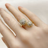 Oro Laminado Multi Stone Ring, Gold Filled Style Ball Design, with White Cubic Zirconia, Polished, Golden Finish, 01.266.0081 (One size fits all)