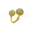 Oro Laminado Multi Stone Ring, Gold Filled Style Ball Design, with White Cubic Zirconia, Polished, Golden Finish, 01.266.0081 (One size fits all)