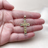 Oro Laminado Religious Pendant, Gold Filled Style Crucifix Design, Diamond Cutting Finish, Golden Finish, 05.213.0196