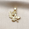 Oro Laminado Religious Pendant, Gold Filled Style Angel Design, Polished, Golden Finish, 05.213.0197