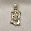 Oro Laminado Religious Pendant, Gold Filled Style Jesus Design, with White Micro Pave, Polished, Golden Finish, 05.213.0198