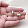 Oro Laminado Stud Earring, Gold Filled Style Teardrop and Hollow Design, Polished, Golden Finish, 02.213.0922