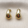 Oro Laminado Stud Earring, Gold Filled Style Teardrop and Hollow Design, Polished, Golden Finish, 02.213.0922