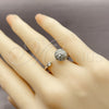 Rhodium Gold Filled Multi Stone Ring, Ball Design, with White Cubic Zirconia, Polished, Rhodium Finish, 01.284.0113 (One size fits all)