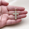 Oro Laminado Religious Pendant, Gold Filled Style Cross Design, with White Cubic Zirconia, Polished, Golden Finish, 05.344.0001