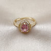 Oro Laminado Multi Stone Ring, Gold Filled Style Teardrop Design, with Pink and White Cubic Zirconia, Polished, Golden Finish, 01.196.0047.1 (One size fits all)