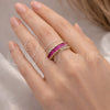 Oro Laminado Multi Stone Ring, Gold Filled Style Baguette Design, with Ruby Cubic Zirconia, Polished, Golden Finish, 01.196.0053 (One size fits all)