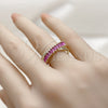 Oro Laminado Multi Stone Ring, Gold Filled Style Baguette Design, with Ruby Cubic Zirconia, Polished, Golden Finish, 01.196.0053 (One size fits all)